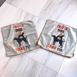 Max Studio Cotton twill pillowcases triple dog dare 17.5” x 19” $20 for two